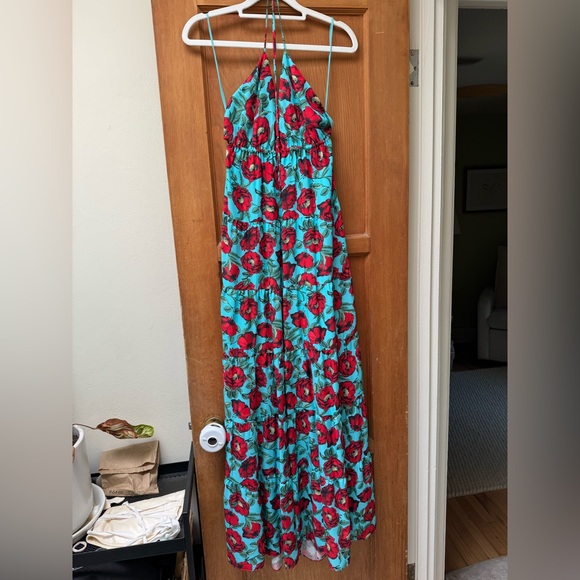 Alice + Olivia Dresses & Skirts - Alice & Olivia Mae Halter Tiered Maxi Dress in Beach Bliss Aqua